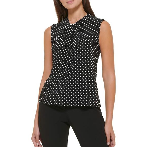 Michael Michael Kors Black and White Polka Dot Pleated Blouse Size Small - Picture 1 of 4